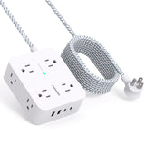 Surge Protector Power Strip - HANYCONY 8 Outlets 4 USB (2 USB C) Charging Ports, Multi Plug Outlet Extender, 5Ft Braided Extension Cord, Flat Plug Wall Mount Desk Charging Station for Home Office ETL