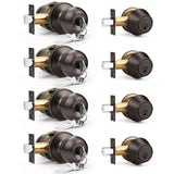 6 Pack Entry Door Locksets with Single Cylinder Deadbolt, Oil Rubbed Bronze Exterior Door Lock Set with Same Key, Front Roound Door Knob and Deadbolt Set