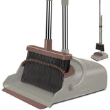 Upgrade Broom and Dustpan Set, Self-Cleaning with Dustpan Teeth, Indoor&Outdoor Sweeping, Ideal for Dog Cat Pets Home Use, Stand Up Broom and Dustpan (Gray&Orange)