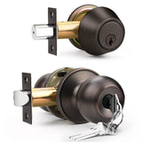 6 Pack Entry Door Locksets with Single Cylinder Deadbolt, Oil Rubbed Bronze Exterior Door Lock Set with Same Key, Front Roound Door Knob and Deadbolt Set