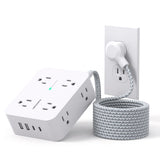 Surge Protector Power Strip - HANYCONY 8 Outlets 4 USB (2 USB C) Charging Ports, Multi Plug Outlet Extender, 5Ft Braided Extension Cord, Flat Plug Wall Mount Desk Charging Station for Home Office ETL