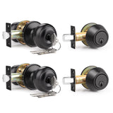 6 Pack Entry Door Locksets with Single Cylinder Deadbolt, Oil Rubbed Bronze Exterior Door Lock Set with Same Key, Front Roound Door Knob and Deadbolt Set