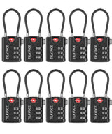 TRAVOCE TSA Approved Luggage Locks, Combination Cable Locks, 4 Pack, Black