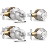 6 Pack Entry Door Locksets with Single Cylinder Deadbolt, Oil Rubbed Bronze Exterior Door Lock Set with Same Key, Front Roound Door Knob and Deadbolt Set