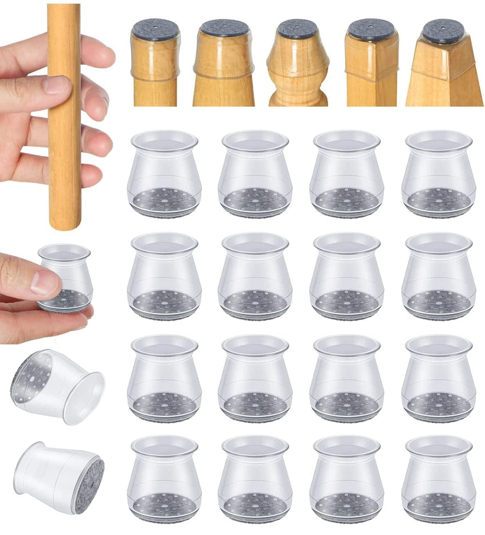 32 Pcs Chair Leg Protectors for Hardwood Floors, Silicone Felt Furniture Leg Cover Pad for Protecting Floors from Scratches and Noise, Smooth Moving, Large(Fit Round Diameter：1-5/16" to 2")