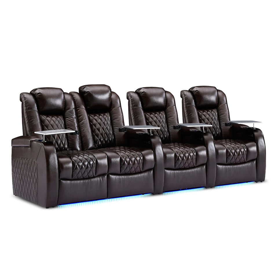 Weilianda Home Theater Seating, Top Grain Leather Movie Theater Chair