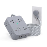 Surge Protector Power Strip - HANYCONY 8 Outlets 4 USB (2 USB C) Charging Ports, Multi Plug Outlet Extender, 5Ft Braided Extension Cord, Flat Plug Wall Mount Desk Charging Station for Home Office ETL