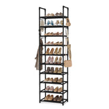 VTRIN 10 Tier Shoe Rack Tall Large Capacity 50 Pair Wide Shoe Organizer with Two Hooks Sturdy Metal Shoe Shelf for Entryway, Closet, Bedroom