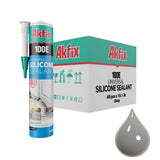 Akfix 100E RTV Clear Silicone Caulk (48x10.1 fl.oz.) - 100% Waterproof Silicone Sealant for Kitchen and Bathroom, Shower, Toilet, Sink, Window and Door, No Yellowing | Clear, 48 Pack
