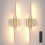 Battery Operated Wall Sconces Set of Two, Black 31.4" 3 Color LED dimmable Wireless Wall Sconce with Remote Control, USB Rechargeable Wall Lights for Living Room Bedroom Hallway Background