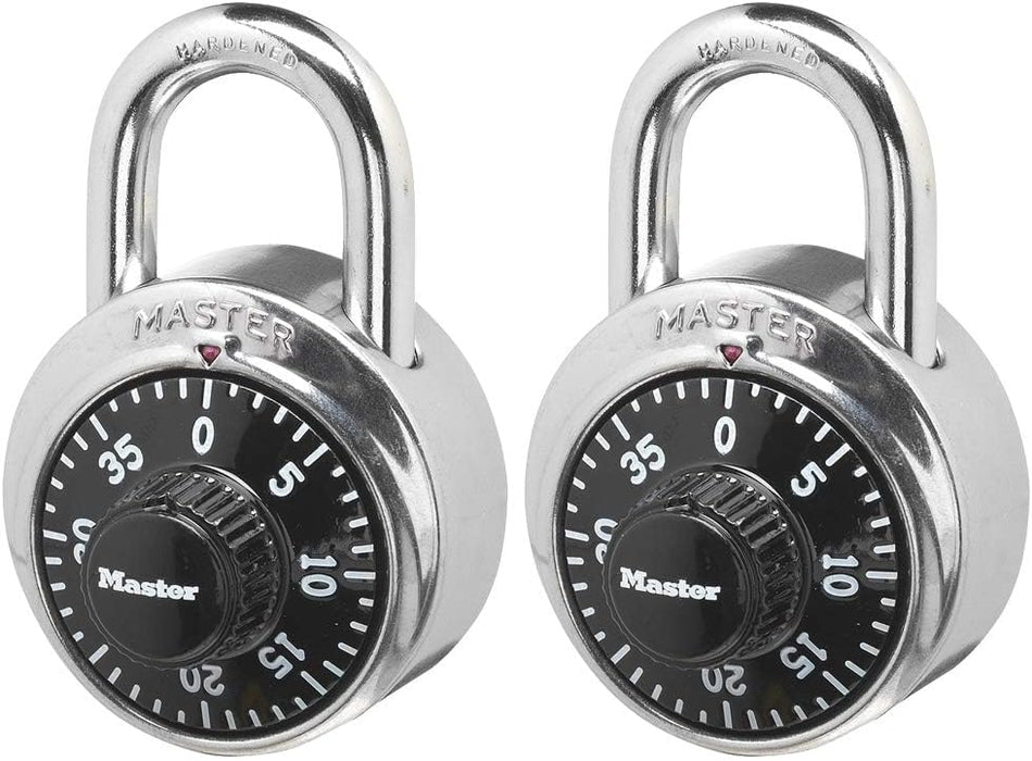 Master Lock Combination Padlock Black School Lock, Indoor Lock 2-Pack 1500T