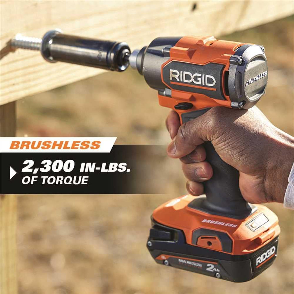 RIDGID 18V Brushless 4 Tool Combo Kit - 4pc Hammer Drill, Impact Driver, Recip Saw, Multi-Tool, 2 MAX Output Batteries, Charger, & Bag - 18V Lithium-Ion Battery, 2000mAh & 4000mAh