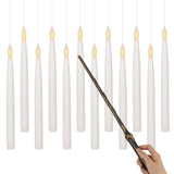 GenSwin Flameless Ivory Taper Candles Flickering with 10-Key Remote, Battery Operated Led Warm 3D Wick Light Window Candles Real Wax Pack of 6, Christmas Home Wedding Decor(0.78 X 9.64 Inch)