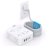 Surge Protector Power Strip - HANYCONY 8 Outlets 4 USB (2 USB C) Charging Ports, Multi Plug Outlet Extender, 5Ft Braided Extension Cord, Flat Plug Wall Mount Desk Charging Station for Home Office ETL