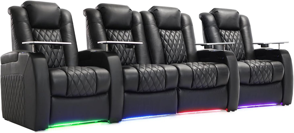 Weilianda Home Theater Seating, Top Grain Leather Movie Theater Chair