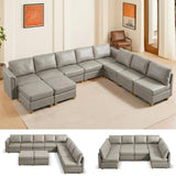 Modern Sectional Sofa,Faux Leather Modular Sectional Couchs with Storage