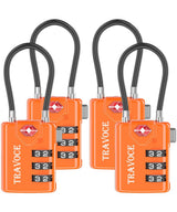 TRAVOCE TSA Approved Luggage Locks, Combination Cable Locks, 4 Pack, Black