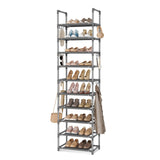 VTRIN 10 Tier Shoe Rack Tall Large Capacity 50 Pair Wide Shoe Organizer with Two Hooks Sturdy Metal Shoe Shelf for Entryway, Closet, Bedroom