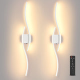Battery Operated Wall Sconces Set of Two, Black 31.4" 3 Color LED dimmable Wireless Wall Sconce with Remote Control, USB Rechargeable Wall Lights for Living Room Bedroom Hallway Background