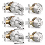 6 Pack Entry Door Locksets with Single Cylinder Deadbolt, Oil Rubbed Bronze Exterior Door Lock Set with Same Key, Front Roound Door Knob and Deadbolt Set