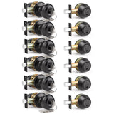 6 Pack Entry Door Locksets with Single Cylinder Deadbolt, Oil Rubbed Bronze Exterior Door Lock Set with Same Key, Front Roound Door Knob and Deadbolt Set