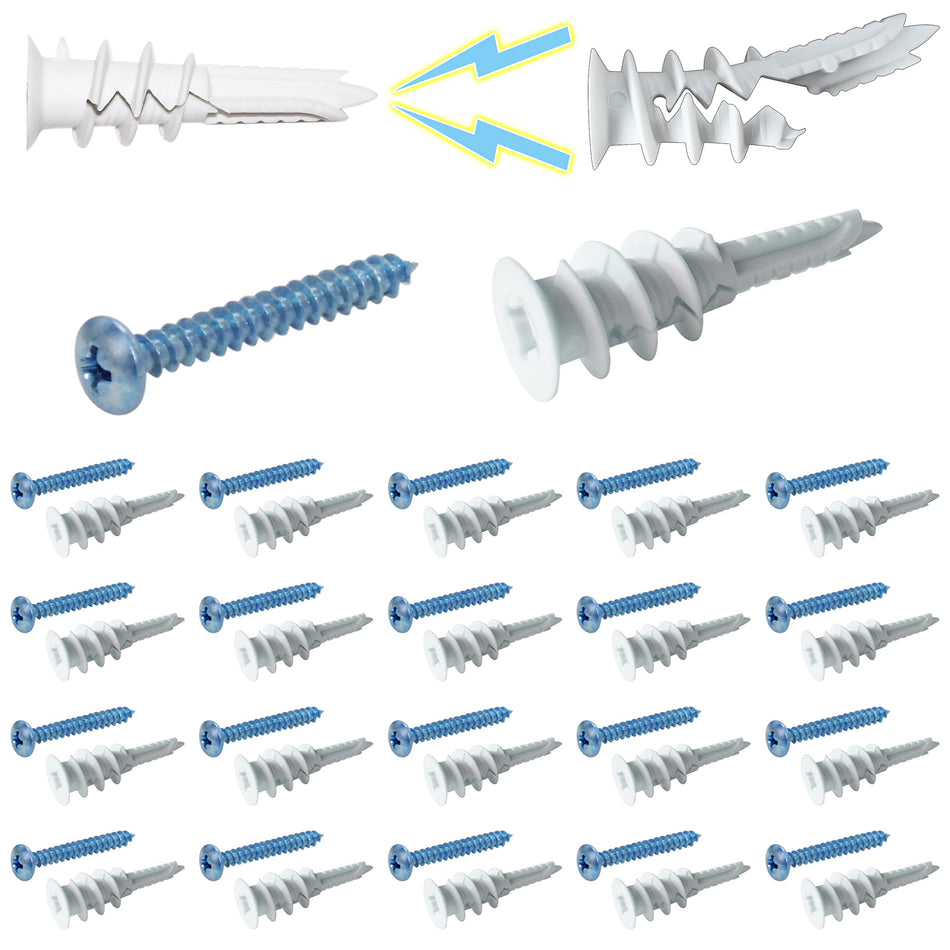 Metal Self Drilling Drywall Anchors Heavy Duty with Screws Kit-50Pcs