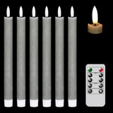 GenSwin Flameless Ivory Taper Candles Flickering with 10-Key Remote, Battery Operated Led Warm 3D Wick Light Window Candles Real Wax Pack of 6, Christmas Home Wedding Decor(0.78 X 9.64 Inch)