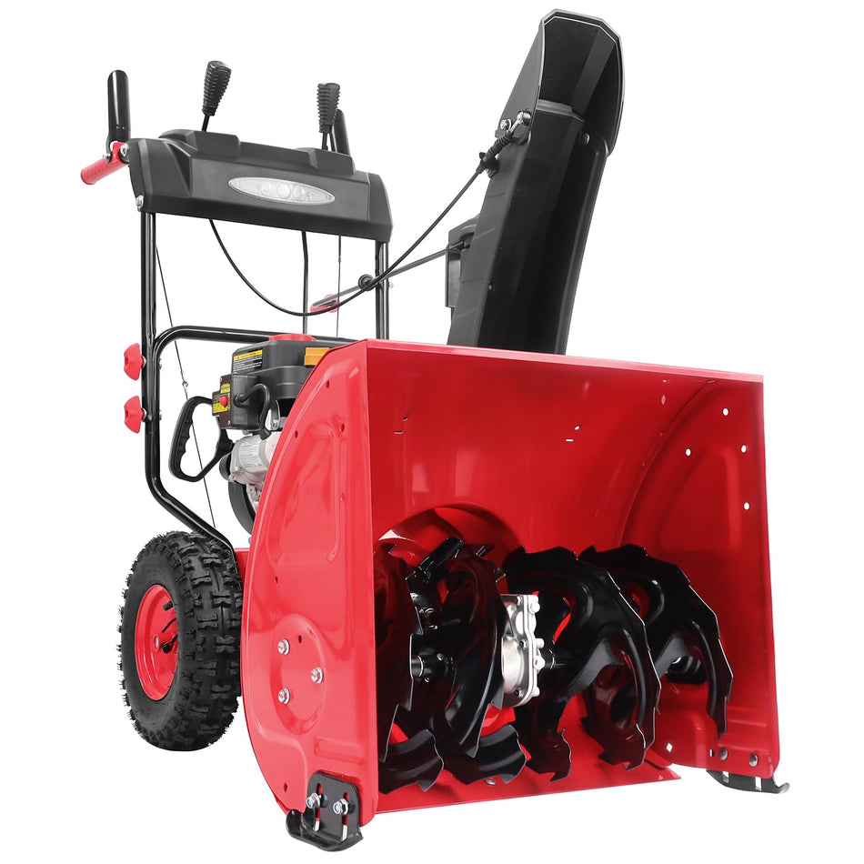 PowerSmart Gas Snow Blower 24-Inch 2-Stage Self-Propelled 212cc Engine Gas Powered with Electric Start, LED Light