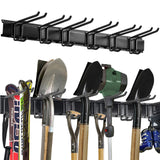 Wall Mount Tool Storage Rack, Heavy Duty Garage Storage Tool Organizer, Garden Tool Wall Hooks and Hangers, Hold Up to 350lbs Black