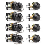 6 Pack Entry Door Locksets with Single Cylinder Deadbolt, Oil Rubbed Bronze Exterior Door Lock Set with Same Key, Front Roound Door Knob and Deadbolt Set