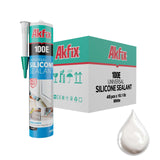 Akfix 100E RTV Clear Silicone Caulk (48x10.1 fl.oz.) - 100% Waterproof Silicone Sealant for Kitchen and Bathroom, Shower, Toilet, Sink, Window and Door, No Yellowing | Clear, 48 Pack