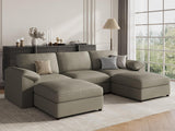 EASE MOOSE Modular Sectional Sofa, Leather Sectional Couch, Deep Brown