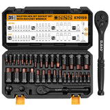 ELEAD 148-Piece Mechanics Tool Set, SAE/Metric 1/4" & 3/8" Drive Socket Set, Magnetic Nut Drivers, Ratcheting Wrenches, Extensions & Adapters, Quick-Release Ratchet, Mechanics Tool for Car Repair