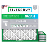 Filterbuy 16x25x1 Air Filter MERV 8 (MPR 700) Dust Defense Replacement (4-Pack), Electrostatic Pleated HVAC AC Furnace Filters, Made in USA (Actual Size: 15.50 x 24.50 x 0.75)
