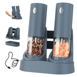 CIRCLE JOY Electric Salt and Pepper Grinder Set with Charging Base, Rechargeable Automatic Pepper Mill, Adjustable Coarseness, LED Light, 140ml Large Capacity