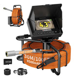 Sewer Camera 100FT/30M Pipe Inspection Borescope Endoscope Camera with Light 12 LEDs 4.3" IPS Screen 22MM Plumbing Snake 8500Mah Battery (30M NO DVR Function)