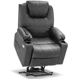MCombo Electric Power Lift Recliner Chair Sofa with Massage and Heat for Elderly, 3 Positions, 2 Side Pockets, and Cup Holders, USB Ports, Faux Leather 7040 (Light Brown, Medium)