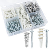 KURUI 140Pcs #8 Self Drilling Drywall Anchors and Screws Kit, No Drill Hole