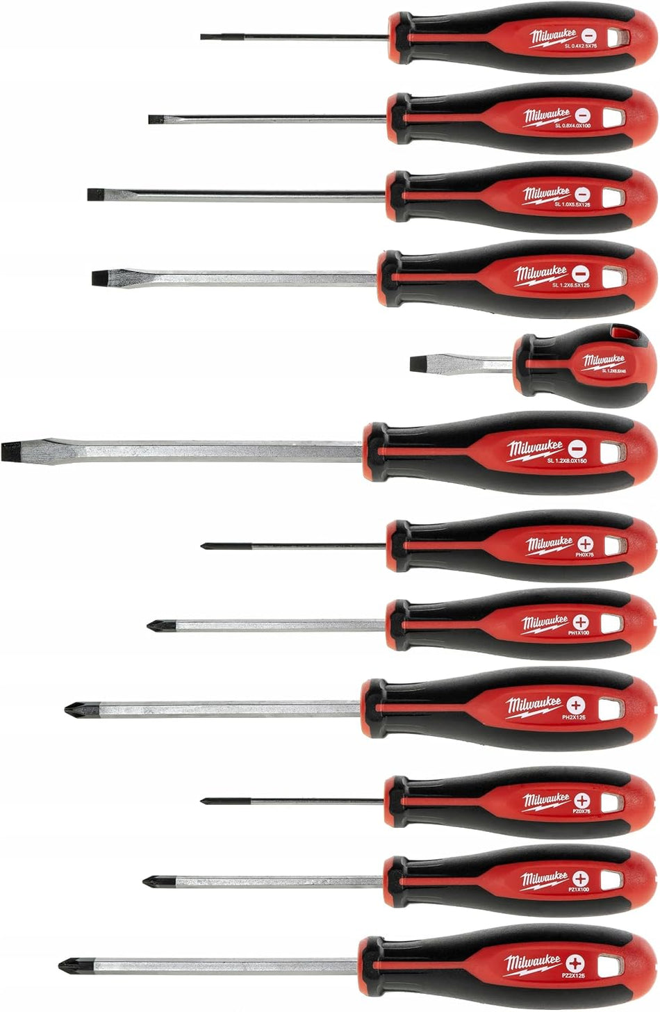 Milwaukee Set of 12 Tri-Lobe Screwdrivers 4932472003,Red