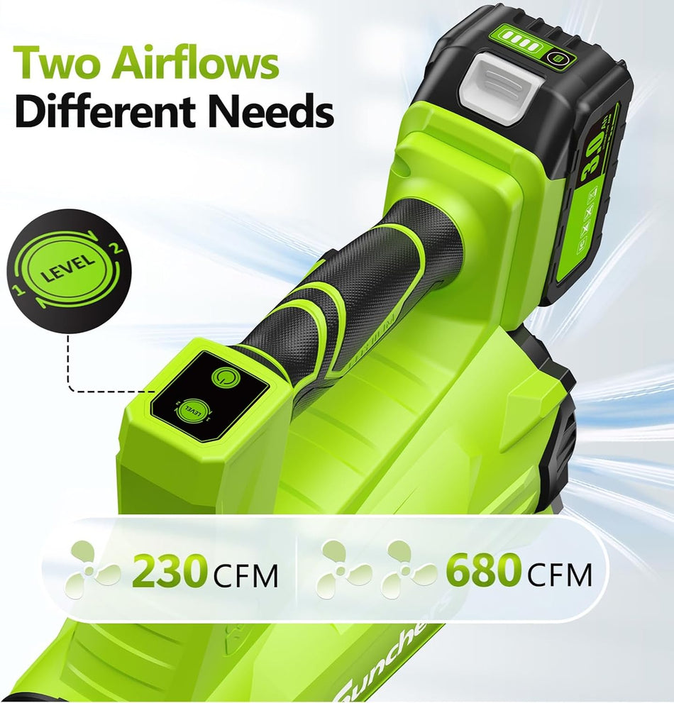 Electric Leaf Blower Cordless with 3.0Ah Battery and Charger, 680CFM 230MPH
