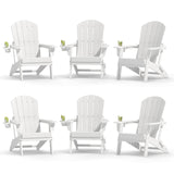 Plawdlik Folding Adirondack Chair with Cup Holder, HDPE All-Weather, Navy