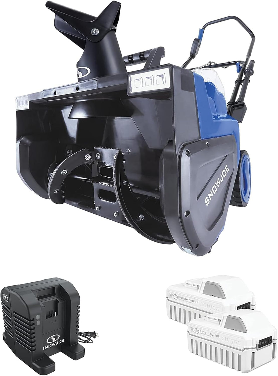 Snow Joe Cordless Snow Blower, 2X Batteries, Dual-Port Charger, 24V-X2-SB22
