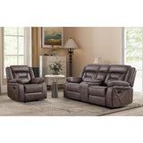 EBELLO Faux Leather Recliner Sofa Furniture Set for Living Room, Recliner Chair, Manual Loveseat, 3 Seat Recliniing Sofa Couch Set for Meeting Room, Brown