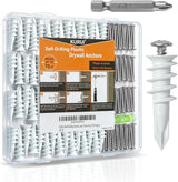 KURUI 140Pcs #8 Self Drilling Drywall Anchors and Screws Kit, No Drill Hole