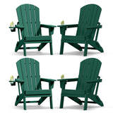 Plawdlik Folding Adirondack Chair with Cup Holder, HDPE All-Weather, Navy