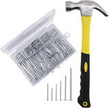 376PCS Nails & Hammer Set, 8oz Hammer, 6 Nail Sizes for Hanging Pictures