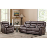EBELLO Faux Leather Recliner Sofa Furniture Set for Living Room, Recliner Chair, Manual Loveseat, 3 Seat Recliniing Sofa Couch Set for Meeting Room, Brown
