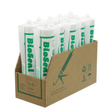 White BioSeal 100% Silicone Sealant Caulk Kitchen and Bath Grade, Waterproof and No Odor 10.1 Ounce Cartridge, 50 White Tubes / 2 Boxes