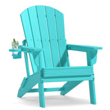 Plawdlik Folding Adirondack Chair with Cup Holder, HDPE All-Weather, Navy