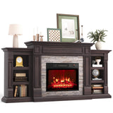 Naice 72" Electric Fireplace with Mantel Fireplace TV Stand for Living Room